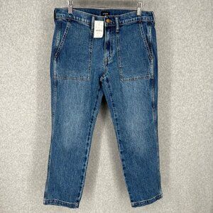 J Crew Womens Mid Rise Straight Leg Utility Crop Jean Size 27 VTG Denim Wash NEW
